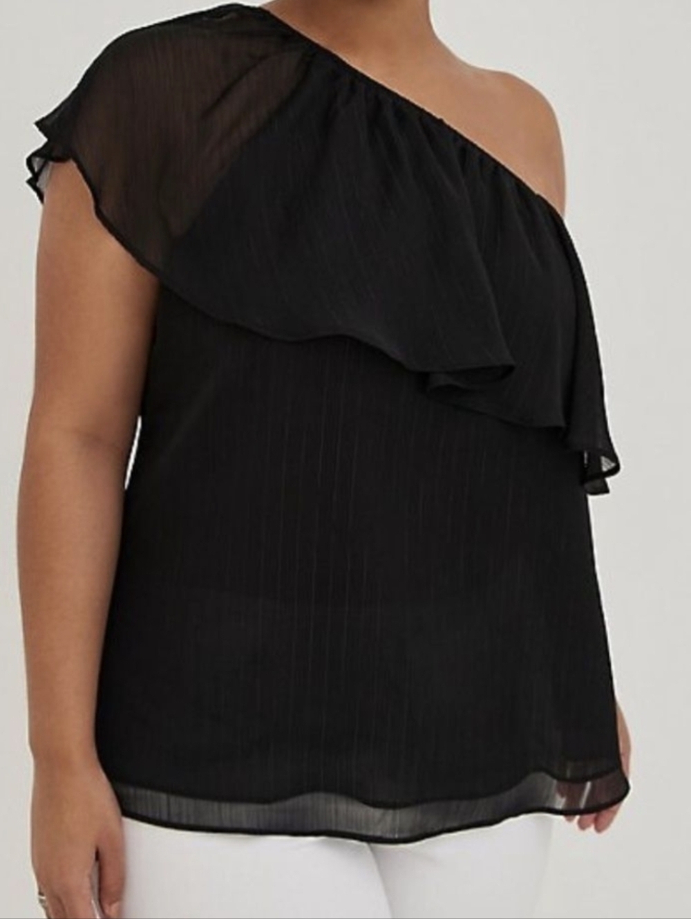 Torrid One-Shoulder Ruffle Women's Top - Picture 2 of 9